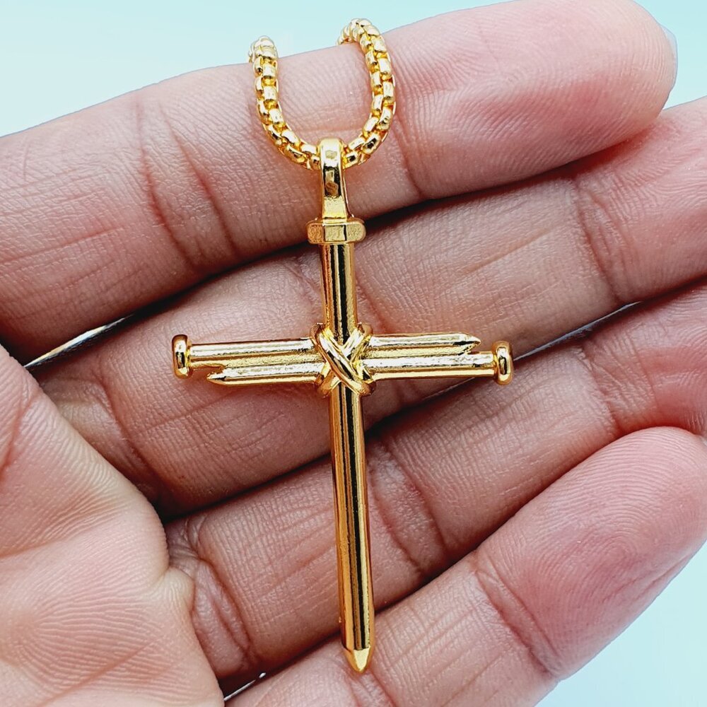 ❤️Stainless Steel Chain Cross Pendant Necklace , N90201P106